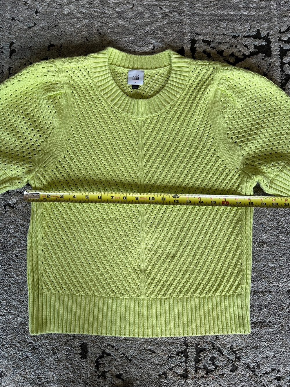 CAbi Short-Sleeve Crewneck Sweater in Neon Lime - Picture 5 of 6